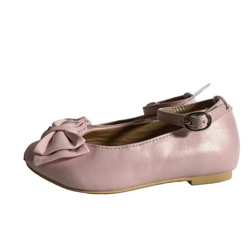 Janie and Jack Girls Pink Bow Ballet Flats Mary Jane Shoes Size 7